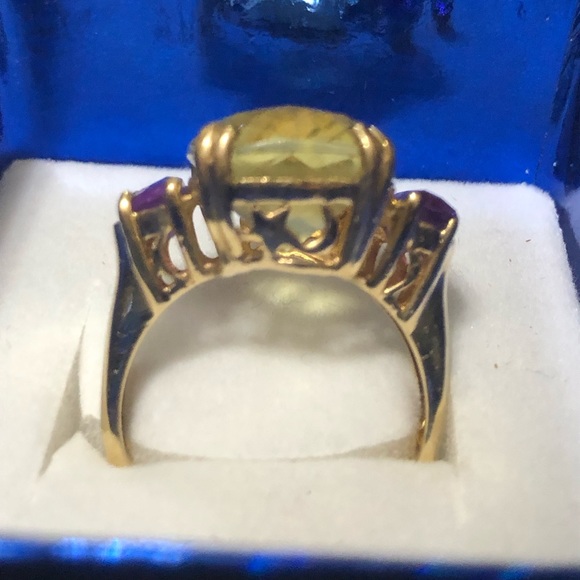 Vintage Effy BH 14kt Genuine Lemon Citrine & Amethyst Ring Size 8 - Picture 12 of 15